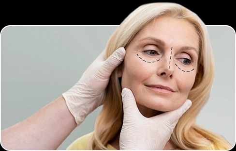 a doctor examining a woman's face